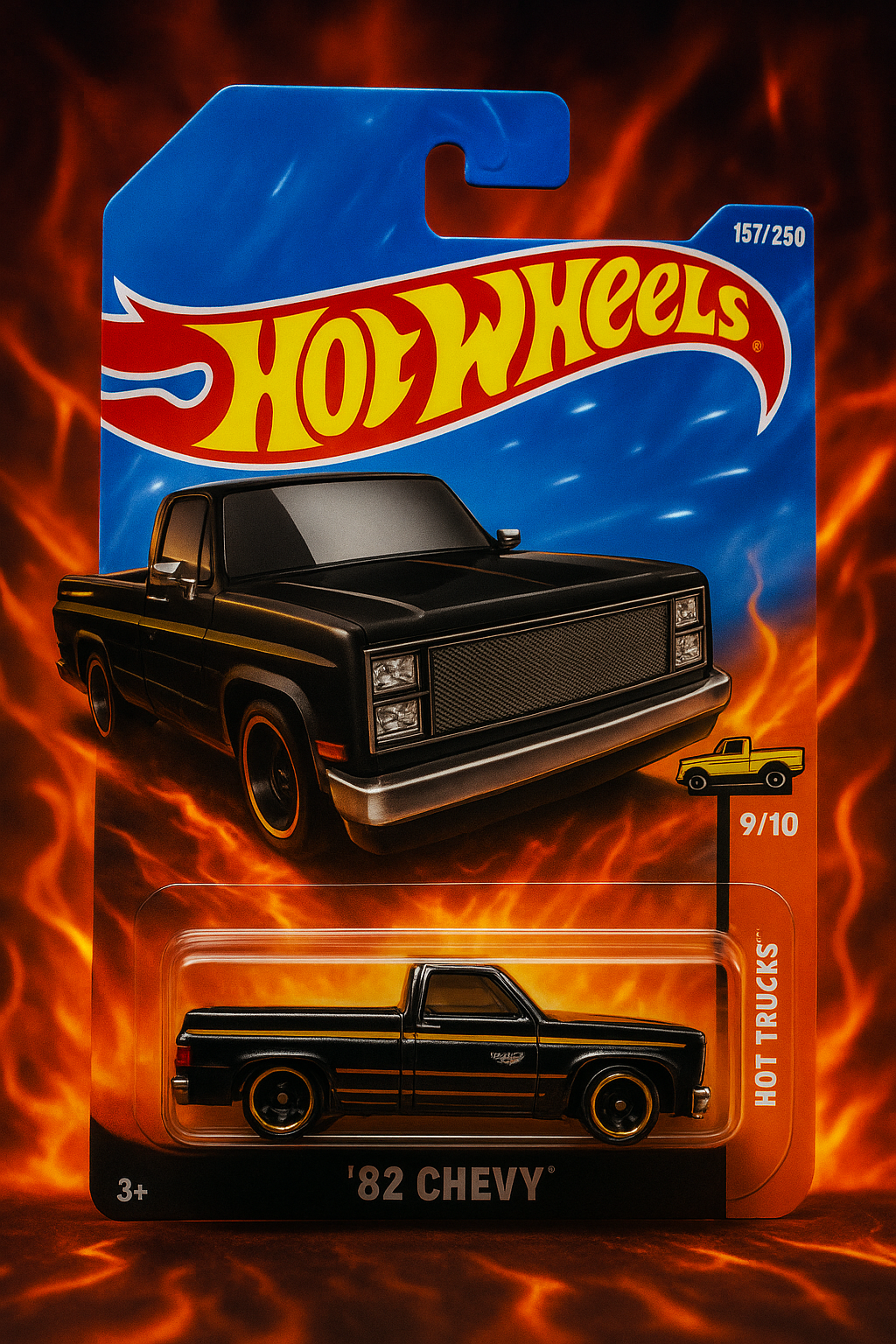 Hot Wheels ’83 Chevy Silverado – Black/Gold 157/250 Mainline 2022 (9/10 Trucks)
