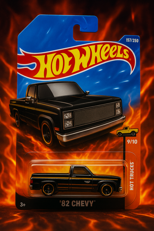 Hot Wheels ’83 Chevy Silverado – Black/Gold 157/250 Mainline 2022 (9/10 Trucks)